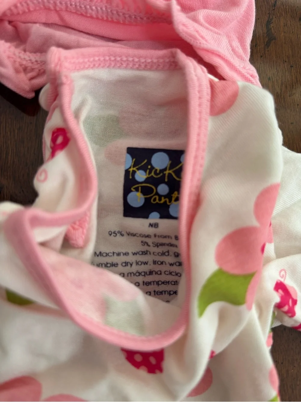 NWT Kickee Pants Baby Girl Gown & Knot Hat Set Pink Floral Ladybug Newborn